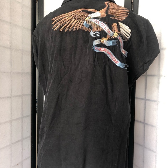 Women’s Tori Richards vintage Harley Davidson top, shirt, 100 % silk - Picture 4 of 6